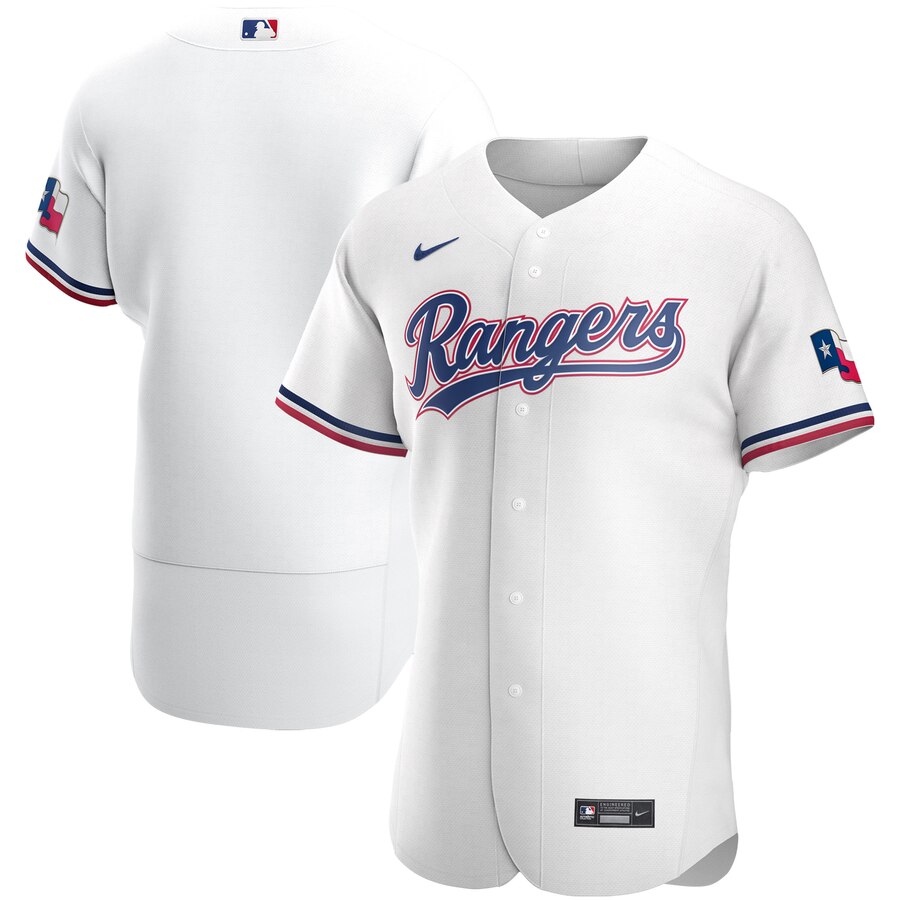 Custom Texas Rangers Men Nike White Home 2020 Authentic MLB Jersey